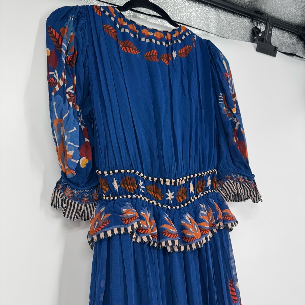 FARM Rio Navy Blue Maxi Dress with Orange & Light Blue Floral Print - Picture 12 of 16